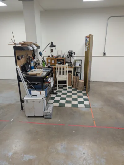 Built-out maker studio with organized workspace